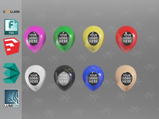 balloons pack textured 3D Model .c4d .max .obj .3ds .fbx .stl .blend 