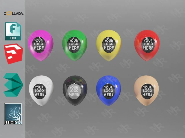 balloons pack textured 3D Model .c4d .max .obj .3ds .fbx .stl .blend 