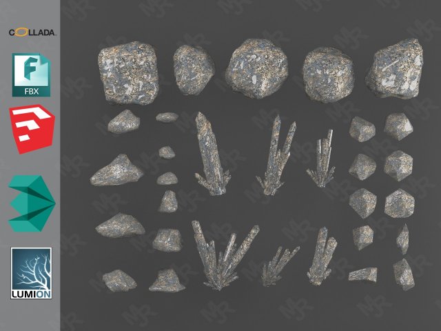 rocks pack1 Model 3D .c4d .max .obj .3ds .fbx .stl .blend 
