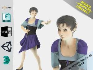 Elf woman animated pack 3D Model