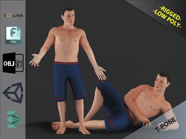 white man 3D 모델 .c4d .max .obj .3ds .fbx .stl .blend 
