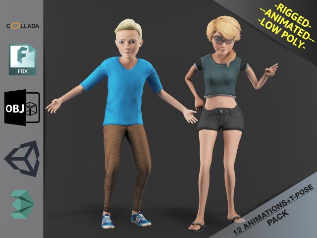 cartoon characters pack1 Modelo 3D .c4d .max .obj .3ds .fbx .stl .blend 