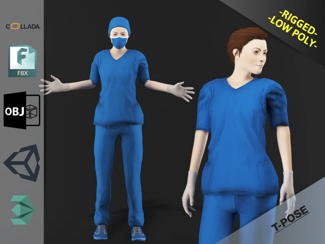 nurse woman1 3D Model .c4d .max .obj .3ds .fbx .stl .blend 