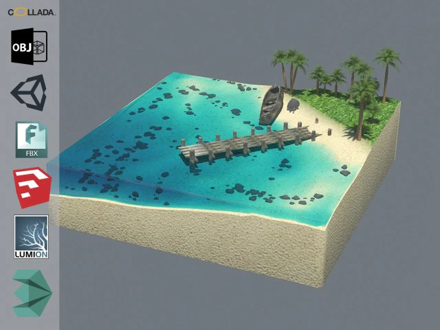 cube beach 3D Model .c4d .max .obj .3ds .fbx .stl .blend 