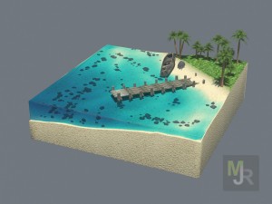 cube beach Model 3D