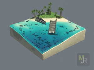 cube beach Model 3D