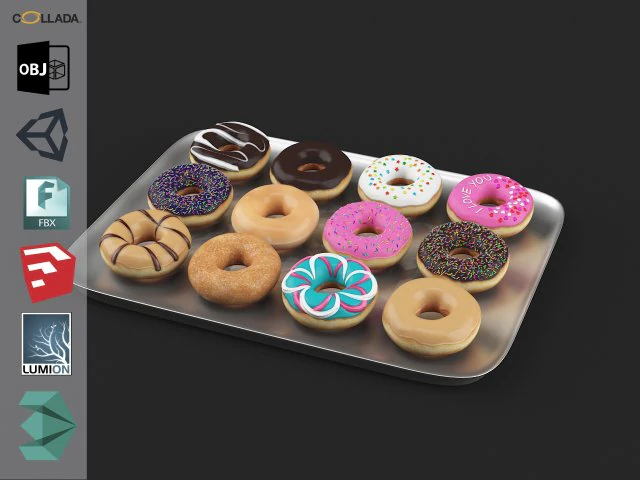 ドーナツパック1 3Dモデル .c4d .max .obj .3ds .fbx .stl .blend 