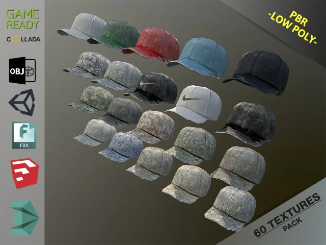 caps pack 1 3D Model .c4d .max .obj .3ds .fbx .stl .blend 