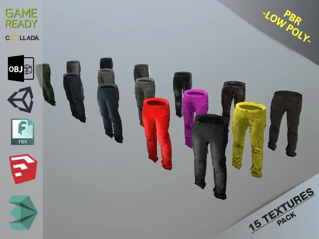 pants loose fit pack 3D Model .c4d .max .obj .3ds .fbx .stl .blend 