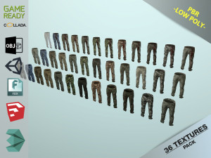 pants loose fit camouflaged pack 3D Model