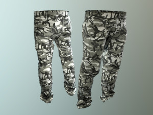 pants loose fit camouflaged pack Model 3D