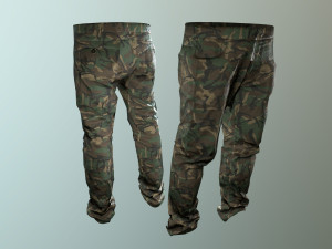 pants loose fit camouflaged pack Model 3D