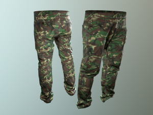 pants loose fit camouflaged pack Model 3D