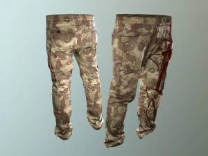 pants loose fit camouflaged pack 3D Model