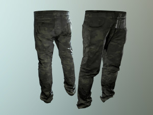 pants loose fit camouflaged pack Model 3D
