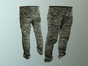 pants loose fit camouflaged pack 3D Model