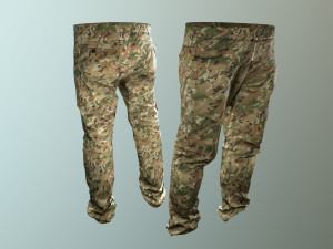 pants loose fit camouflaged pack Model 3D