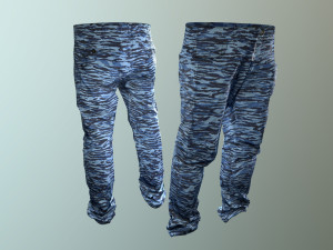 pants loose fit camouflaged pack Model 3D