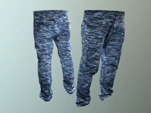 pants loose fit camouflaged pack 3D Model