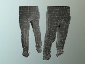 pants loose fit camouflaged pack 3D Model