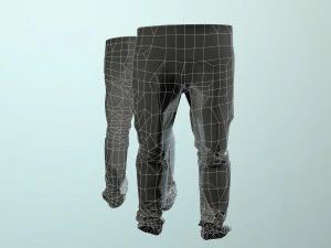 pants loose fit camouflaged pack 3D Model