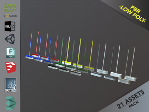 broom brush pack 1 3D Model