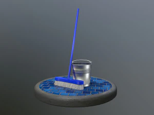 broom brush and bucket pack 3D Model
