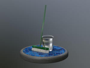 broom brush and bucket pack 3D Модель