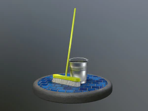 broom brush and bucket pack 3D Model