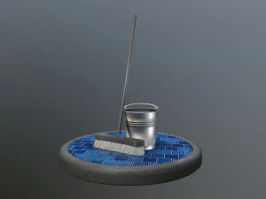broom brush and bucket pack 3D Model