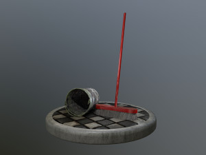 broom brush and bucket pack 3D Модель