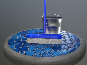 broom brush and bucket pack 3D Модель