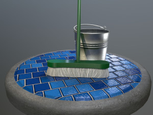 broom brush and bucket pack 3D Модель