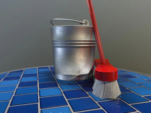 broom brush and bucket pack 3D Model