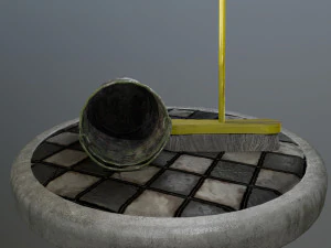 broom brush and bucket pack 3D Model