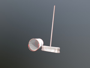 broom brush and bucket pack 3D Модель