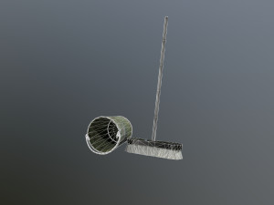 broom brush and bucket pack 3D Модель