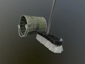 broom brush and bucket pack 3D Model