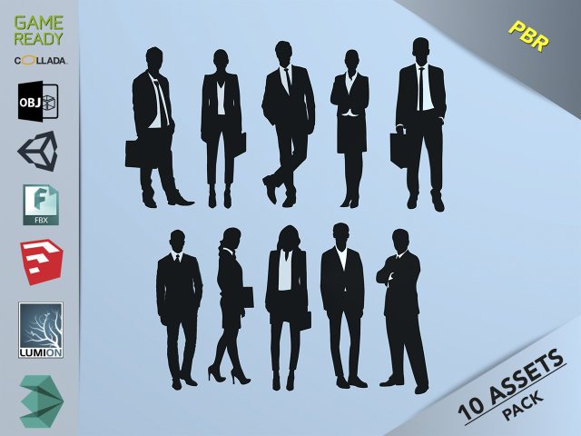 silhouette pack 1 3D 모델 .c4d .max .obj .3ds .fbx .stl .blend 