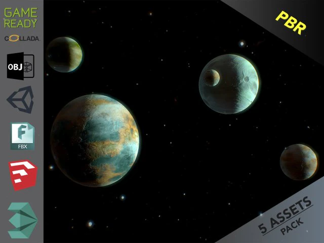 planets pack 3D Model .c4d .max .obj .3ds .fbx .stl .blend 