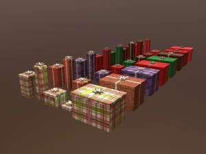 christmas gift box pack1 3D Model
