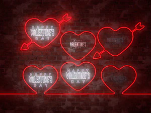 neon hearts pack1 3D Model