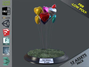 दिल के गुब्बारे पैक1 3D मॉडल