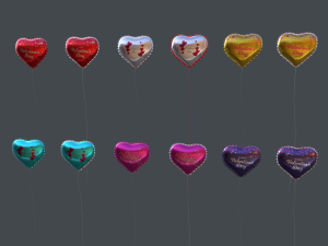heart balloons valentines pack1 3D Model