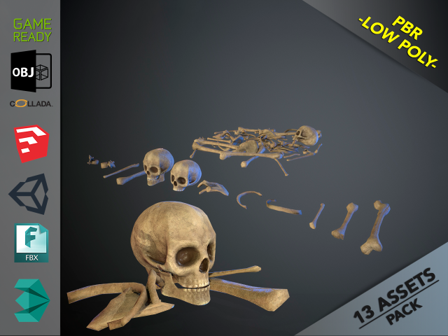 skulls1 normal bones 3D Модель .c4d .max .obj .3ds .fbx .stl .blend 