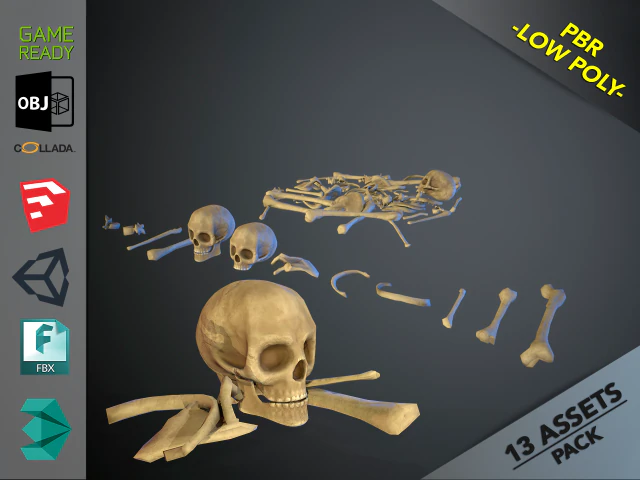 skulls1 stylized bones 3D Model .c4d .max .obj .3ds .fbx .stl .blend 