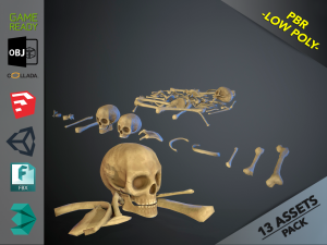skulls1 stylized bones 3D Model