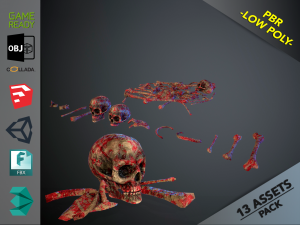 skulls1 meat bones 3D Model