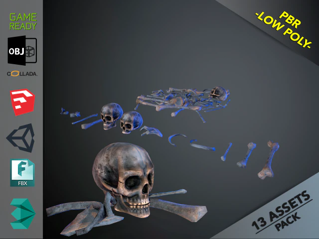 skulls1 alien bones 3D Model .c4d .max .obj .3ds .fbx .stl .blend 