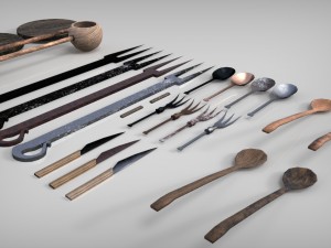 medieval cutlery set 3D Model